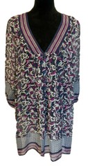 Joie Chiffon Mini Dress Women Size S Blue Purple Paisley Sheer Tunic Boho Preppy