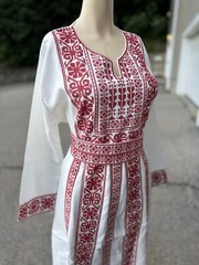 Embroidered Thobe Abaya Traditional Palestinian ARABIAN caftan Dress Red XXL