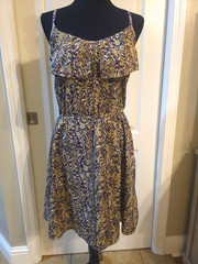H&M Women’s Abstract Print A-Line Sundress Adjustable Straps Ruffle Scoop 8