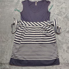 Anthropologie Little Yellow Button Peasant Pima/Modal Dress Sleeveless Striped
