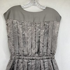 Jessica Simpson Dress Velvet Dark Silver Gray Sheer Pleats Size Medium Stretch