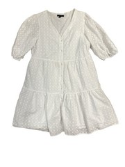 Cortefiel knee length White Button-Up Dress size XL.