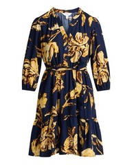 NEW NWT Navy Blue Print Sz XS (0-2) Belted Shirt Dress Side Pockets TIME & TRU