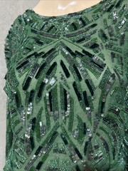 Monique Lhuillier 2013 Runway Green Bead Sequin Embroidered Long Dress Gown US 2