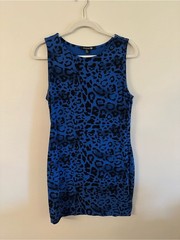 Forever 21 Royal Blue and Black Leopard Print Mini Dress