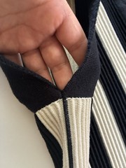 the Greii S Black White Striped Ribbed Knit V-Neck Sleeveless Mini Dress K1155