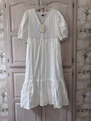 NWT Universal Thread White Tiered V-Neck Midi/Maxi Dress Lined Size Small
