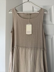 NWT Linen Sand Beige Sleeveless Dress Size M