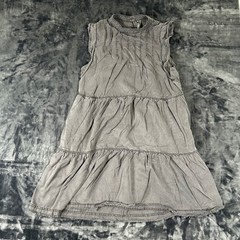 Anthropologie Tiered Mini Dress Womens Large Gray Pintuck Ruffle Babydoll