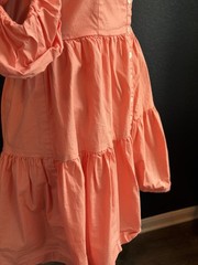 Staud Elio Orange Grapefruit Mini Dress Sz 6 Tiered Cotton