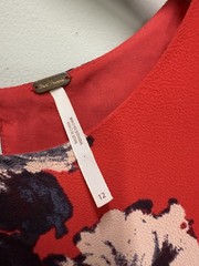 Free People Flutterby Printed Mini Dress Red/Black Floral Sz 12 Fit N Flare EUC