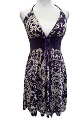 Winona NWT Purple Paisley LaceUp Corset Halter Mini Dress L Indie Y2K Whimsigoth