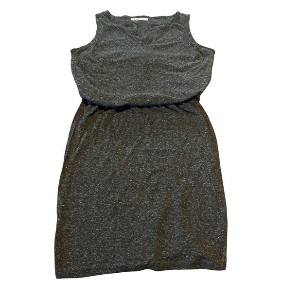 Athleta Charcoal Heather Grey V Neck Sleeveless Elastic Waist Midi Dress Size S