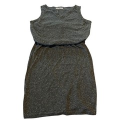 Athleta Charcoal Heather Grey V Neck Sleeveless Elastic Waist Midi Dress Size S