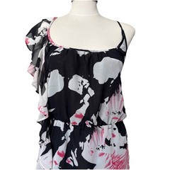 EUC **RUE 21** Fully Lined Layered Dess Size L 100% black Floral Ruffle girly L