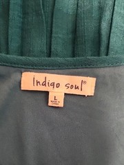 indigo soul Teal Lace-Trim Tiered Dress