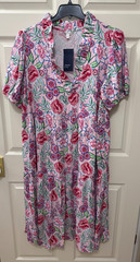 Crown & Ivy Pink Tropical Stitch May Fashion Tiered Ruffle Dress – Size 2X