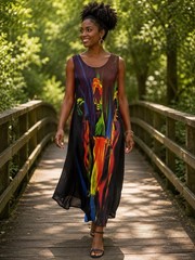 NF Lounge Sundress Sleeveless Vibrant Colors One Size S, M, L, XL Graphic Design