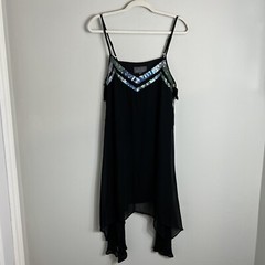 PJK Patterson J Kincaid Spaghetti Strap Dress-Sequin-Black-Medium