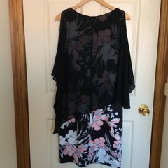 TEABERRY ANGLE CHIFFON OVERLAY WITH PINK/GREY FLORAL DRESS SIZE 8
