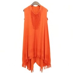 Issey Miyake ISSEY MIYAKE A POC IM13KH654 Fringe Sleeveless Knit One Piece Long
