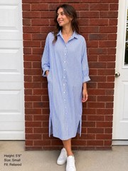 Chouyatou Dress Women Small Blue White Stripe Nautical Coastal NWT C16