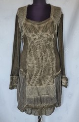 DRESS ITALY AUTHENTIC ELISA CAVALETTI BEIGE GREEN KNITTED WOMENS US 10 EU 38