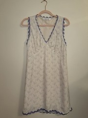 Sofie the Label Blue Bow Print Scallop Trim Mini Dress Sz Large