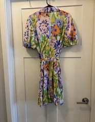 Sam Edelman Abstract Multicolor Shirt Dress Button Front Belted Size 14