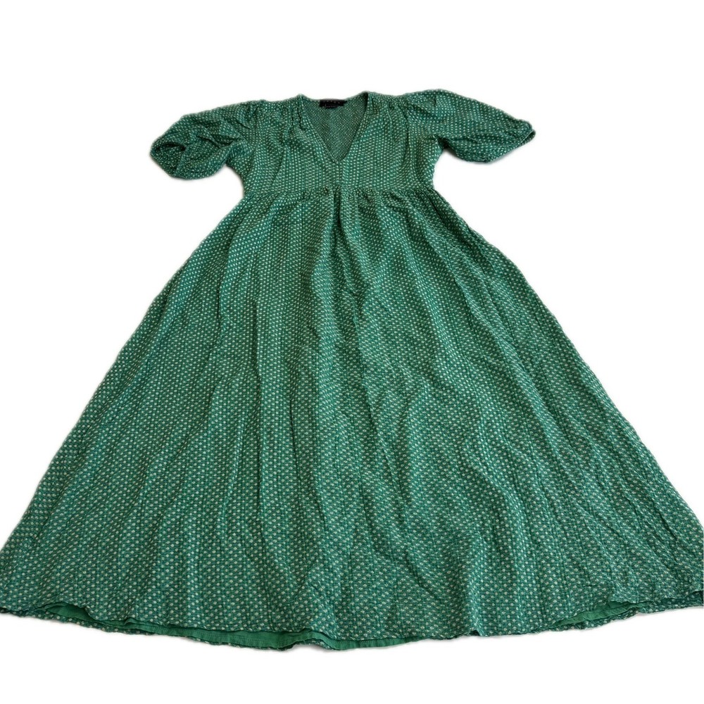 HATCH Dress Womens Size 1 Green Melanie Maternity Polka Dot Midi Puff Sleeve