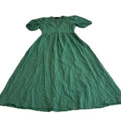 HATCH Dress Womens Size 1 Green Melanie Maternity Polka Dot Midi Puff Sleeve