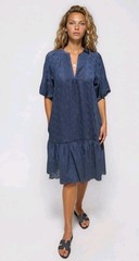 0039 ITALY navy blue 100% linen fully embroidered Maibelyn dress M bnwot rrp£250