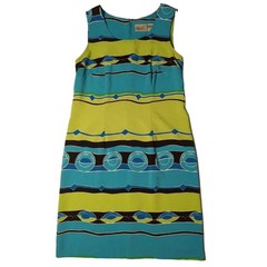 Kathie Lee Collection Sleeveless Lime Green / Aqua Blue Dress women&rsquo;s sz 10 VTG