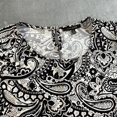 Ellen Weaver Womens Black White Paisley Short Sleeve Maxi Dress Large B&W Knit