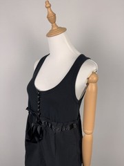 Cop Copine Black Sleeveless Round Neck Buttons Belted Vintage Dress Sz 40