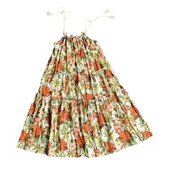 dRA Los Angeles Tropical Midi Dress- Boho Floral Rope Halter Linen Resort Size S