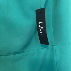 Lulus Green Solid Square Neck Mini Dress Bow Strap Sleeveless Zip Back Size L