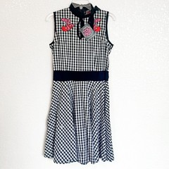 Too Fast Gingham Cherry Embroidery Dress Large Black White Rockabilly 50s Retro