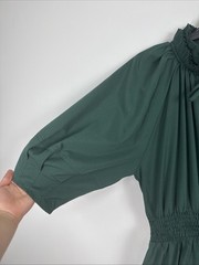Womens Size L Ruffled Balloon Sleeve Tiered Forest Green Dress Prairie Romantic