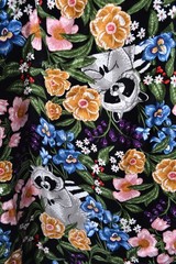UNIQUE VINTAGE BLACK RACCOON PRINT COTTON HEDDA SWING DRESS – NEW – SZ M