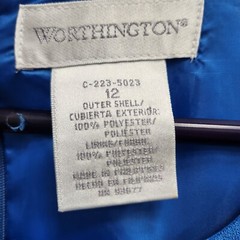 Worthington Womens Sheath Dress 12 Blue Short Sleeve Midi Carrier Modest