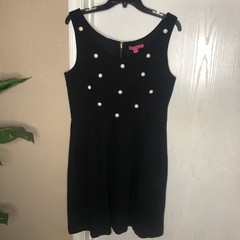 Vintage Betsy Johnson Dress 10 Black Pearl Fit & Flare Goth Swiftie Designer