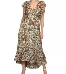 Anthropologie Drew Medium Terra Dress Vintage Garden Floral Paisley Wrap #KL4-7