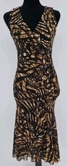 Fuzzi Women&rsquo;s Medium Black Animal-Print Tulle Dress $595 NWT Mob Wife