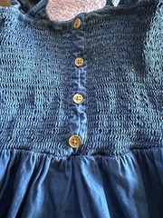 MADISON GREY chambray Denim Smocked Mini Dress M💙