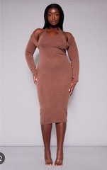 Pretty Little Thing Dress Plus Size XXL 18W Haulter Chocolate City Chic Modern