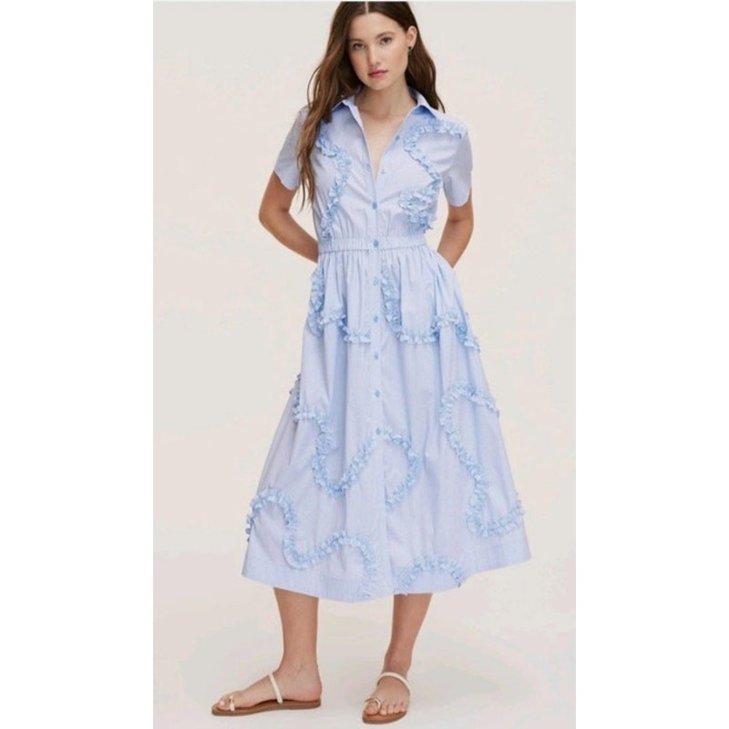 NWT Kate Spade New York Ribbon Short Sleeve Midi Shirtdress Sized Small