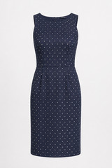 Vintage 1990s Supermodel Navy Polka Dot Sleeveless Dress Medium