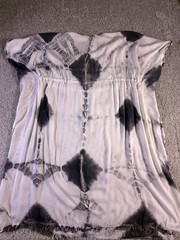NWT Rhea Pattern Print Square Kaftan One Size Ivory and Gray 100% Natural Fibers