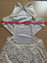 Cache White Sequin Open Back Formal Gown Dress Size 6 Altered Prom Gala Evening